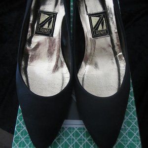 Vintage JRenee Black Satin Pumps EUC SZ 6